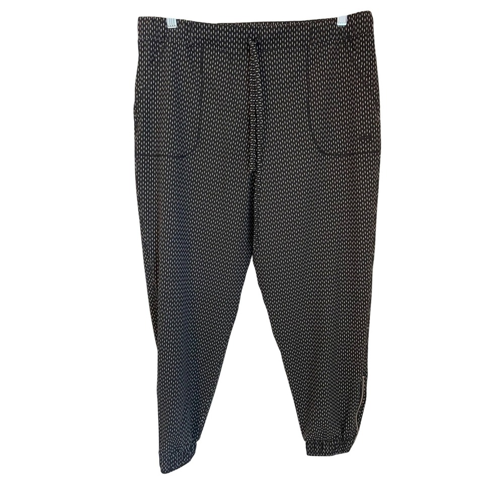 Albion Fit Jetsetter Joggers Black Dash Print Pants Womens Medium Petite MP